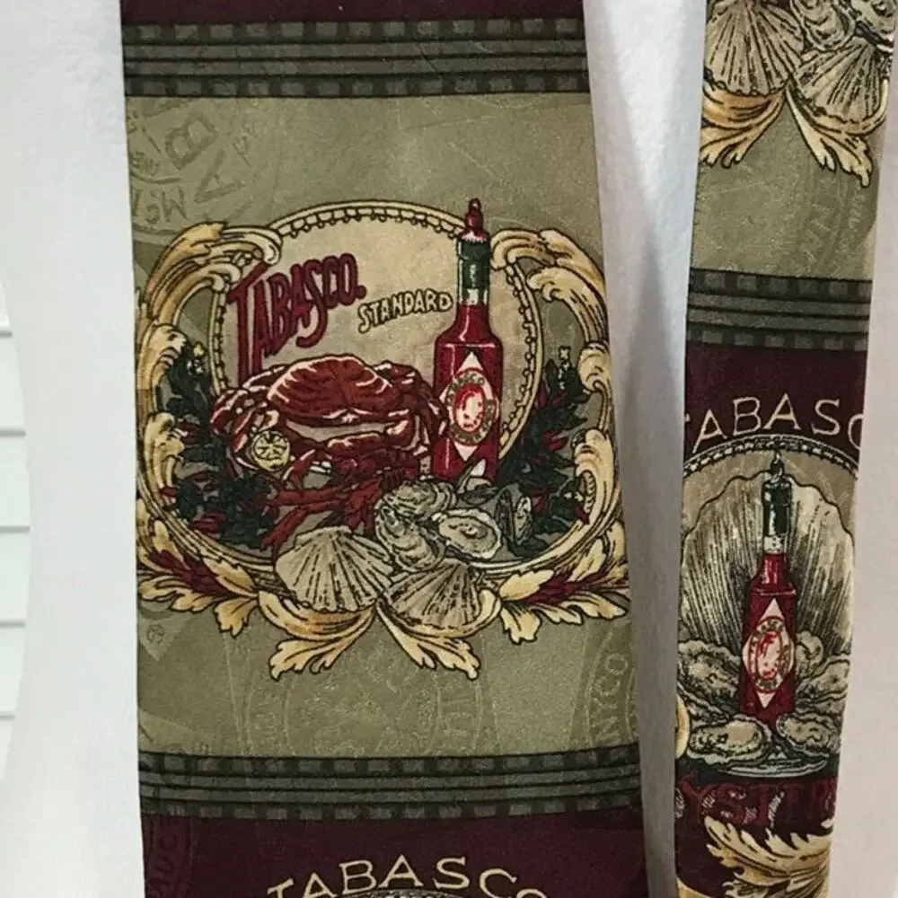 Tabasco Silk Red Multicolor Wide Classic Mens Necktie 59”